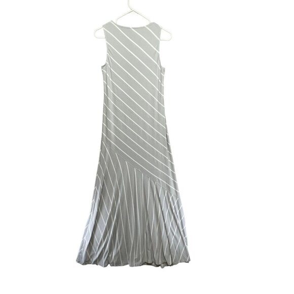 Chico's Maxi Dress Size 0 S/4 Stretch Metallic Shimmer Striped Sleeveless Grey - Picture 4 of 9